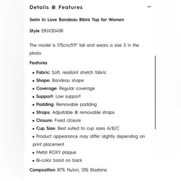 Roxy Green Swim In Love Bandeau Bikini Top Medium NWT - Picture 2 of 2